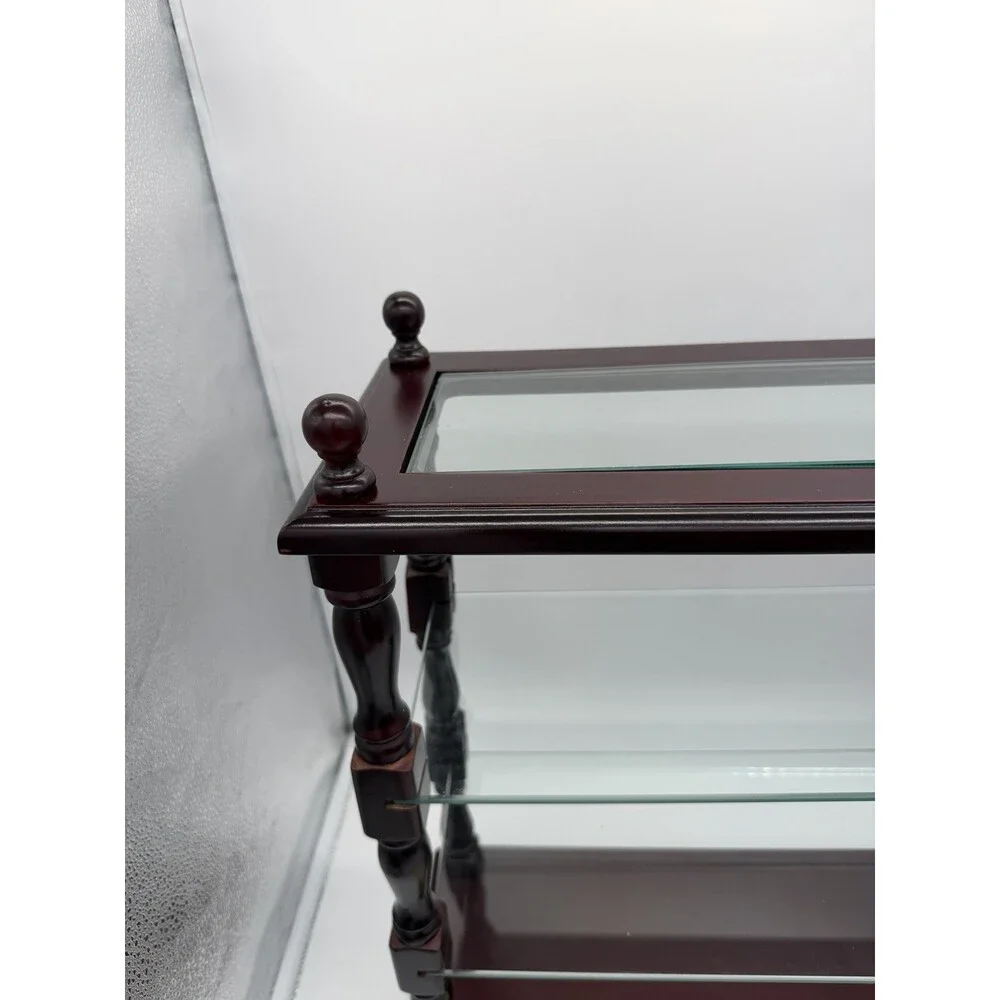 Vintage Thomas Pacconi Classics Wooden Mahogany Wall Shelf Glass Display